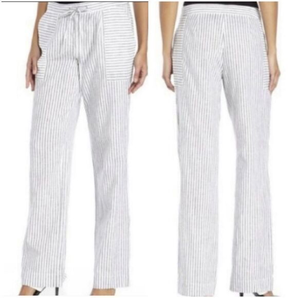 🔹️Laundry Cream Striped Linen Pants Size 8/29 - Picture 1 of 12